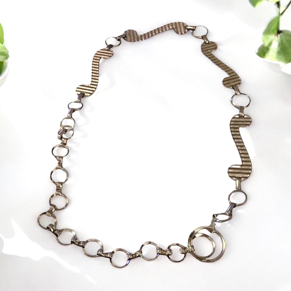 VINTAGE BELT Geometric Gold Tone Chain Belt Adjustable One Size 1834-24 - Picture 1 of 7